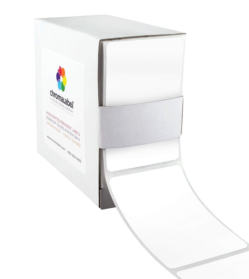 ChromaLabel 2 x 3 inch Permanent Color Code Rectangle Labels, 100 Stickers per Dispenser Box, White - Image 1
